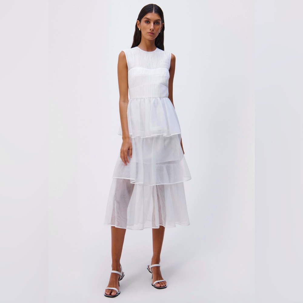 🆕#249 NWT~JONATHAN SIMKHAI Benton Tulle Plisse Midi Dress, Size 4 - Picture 8 of 16